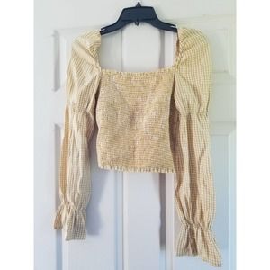Nast Gal Yellow Long Sleeve Crop Top